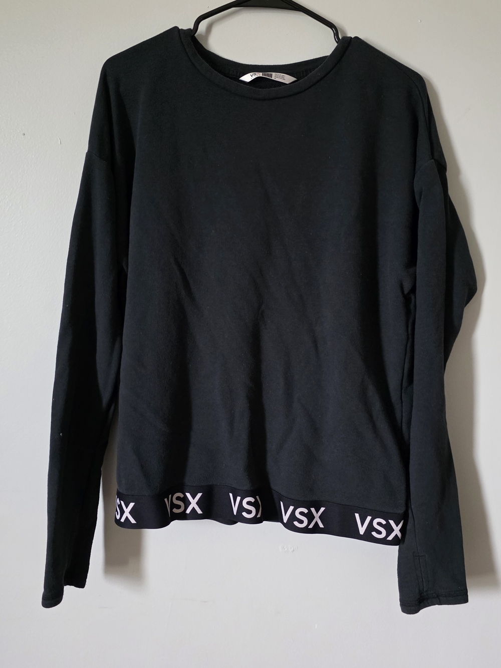 Victoria's Secret VSX Black Long Sleeve Crop Sweatshirt With Thumb Holes